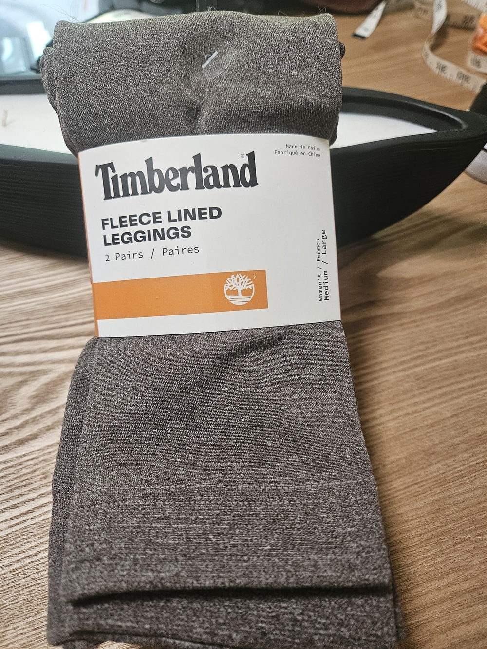 Timberland Women's Brown Heather & Black Fleece Lined Leggings